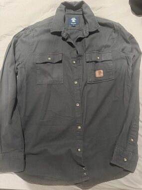 Rip Curl Charcoal Gray Button-Up Shirt with Chest Pockets